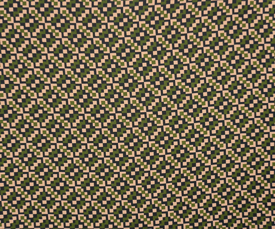 Green-Multi Poly Geometry Pixel Printed Georgette Woven Fabric - Image 4