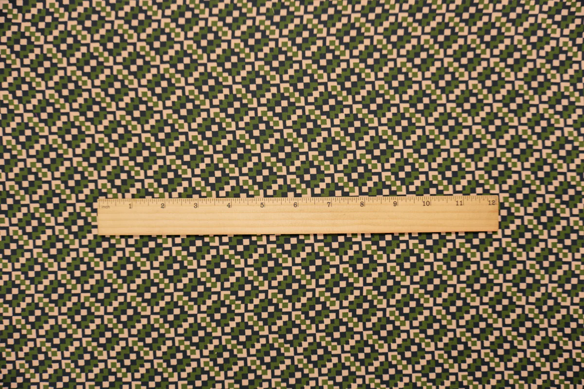 Green-Multi Poly Geometry Pixel Printed Georgette Woven Fabric - Image 5