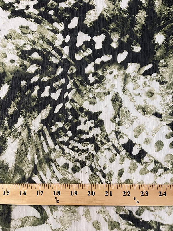 Green Multi Tie Dye Print Crinkled Chiffon Fabric - Image 2