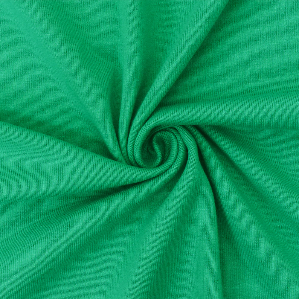 Green Organic Cotton Poly Stretch Spandex Solid 1x1 Rib Knit Fabric - Image 3