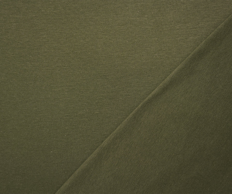 Green Organic Cotton Solid 1X1 Rib Knit Fabric - Image 2