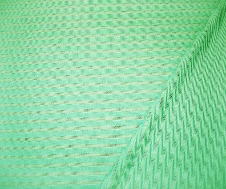 Green Poly Blend Stretch Stripe Knit Fabric - Image 2
