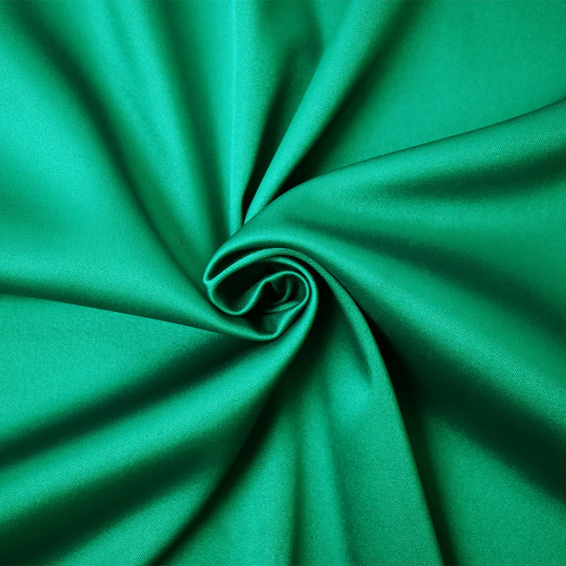 Green Poly Spandex Stretch Solid Stretch Lamour Woven Fabric