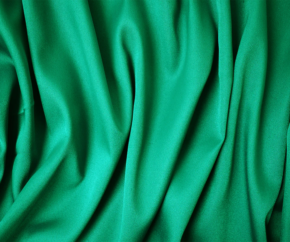 Green Poly Spandex Stretch Solid Stretch Lamour Woven Fabric - Image 3