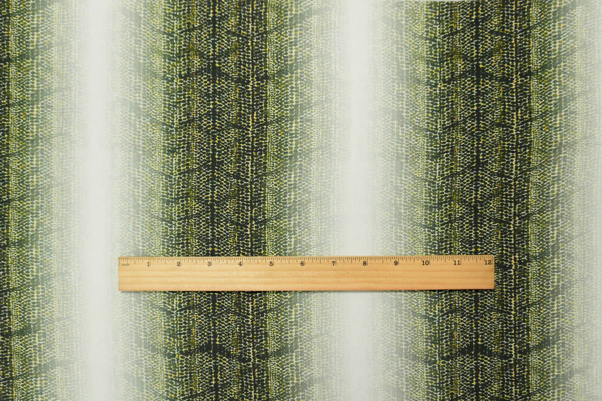 Green Silk Abstract Ombre Printed Crepe De Chine Woven Fabric - Image 5