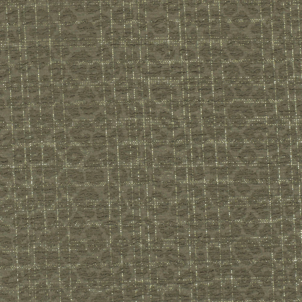 Green-Silver Crinkle Leopard Metallic Plaid Stretch Double Knit Fabric