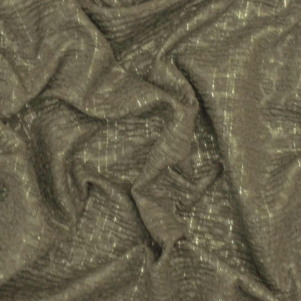 Green-Silver Crinkle Leopard Metallic Plaid Stretch Double Knit Fabric - Image 3
