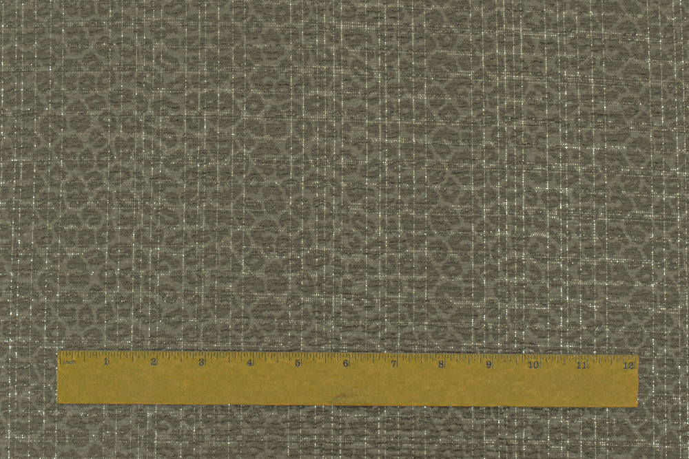 Green-Silver Crinkle Leopard Metallic Plaid Stretch Double Knit Fabric - Image 5