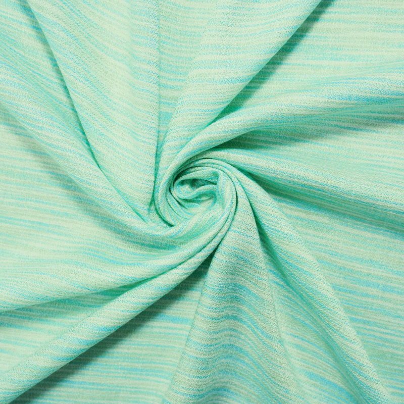 Green-Teal-White Rayon Slub Printed Dobby Woven Fabric
