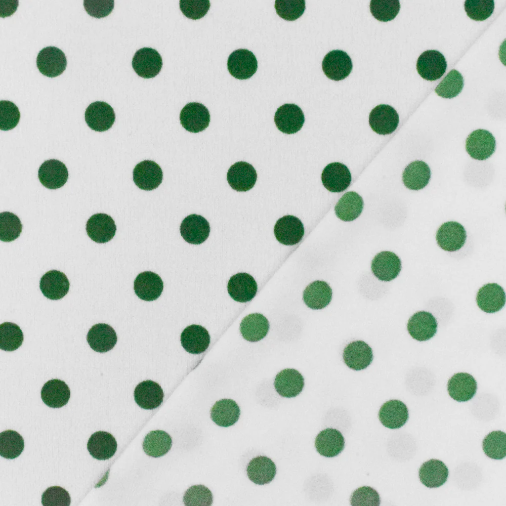 Green-White Dot With Floral Border Print Stretch Poly ITY Knit Fabric - Image 3