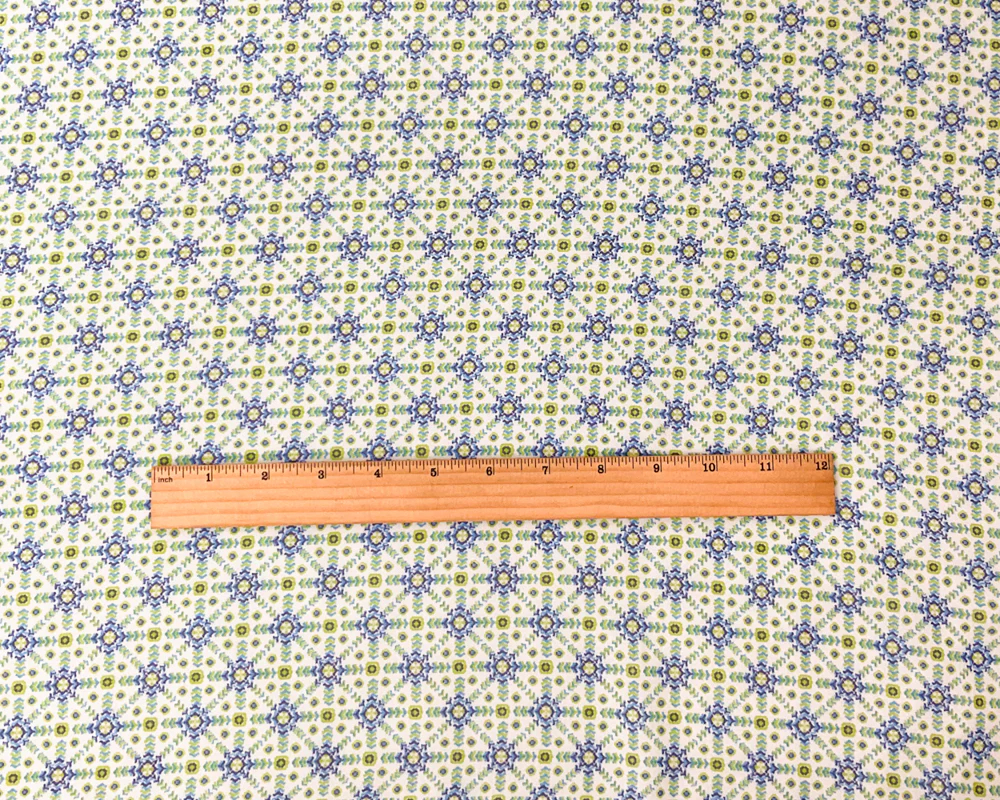 Green-White-Multi Poly Abstract Printed Chiffon Woven Fabric - Image 4
