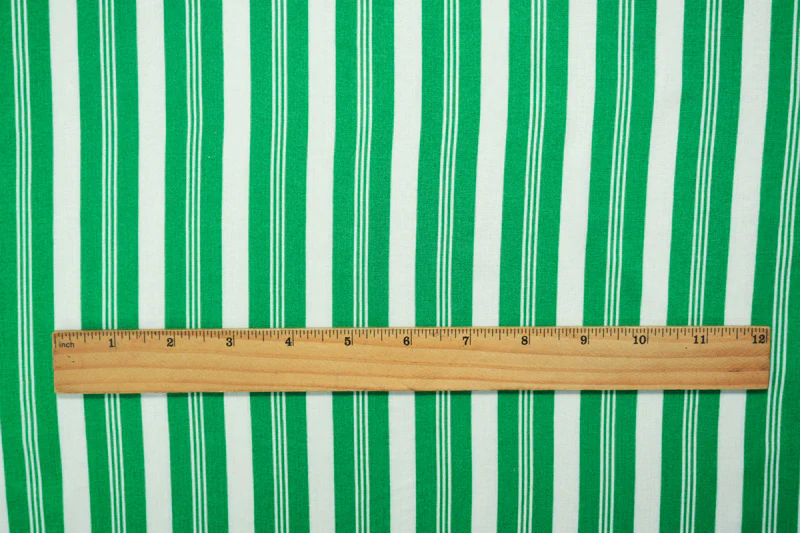 Green-White Rayon Stripe Printed Challis Woven Fabric - Image 4