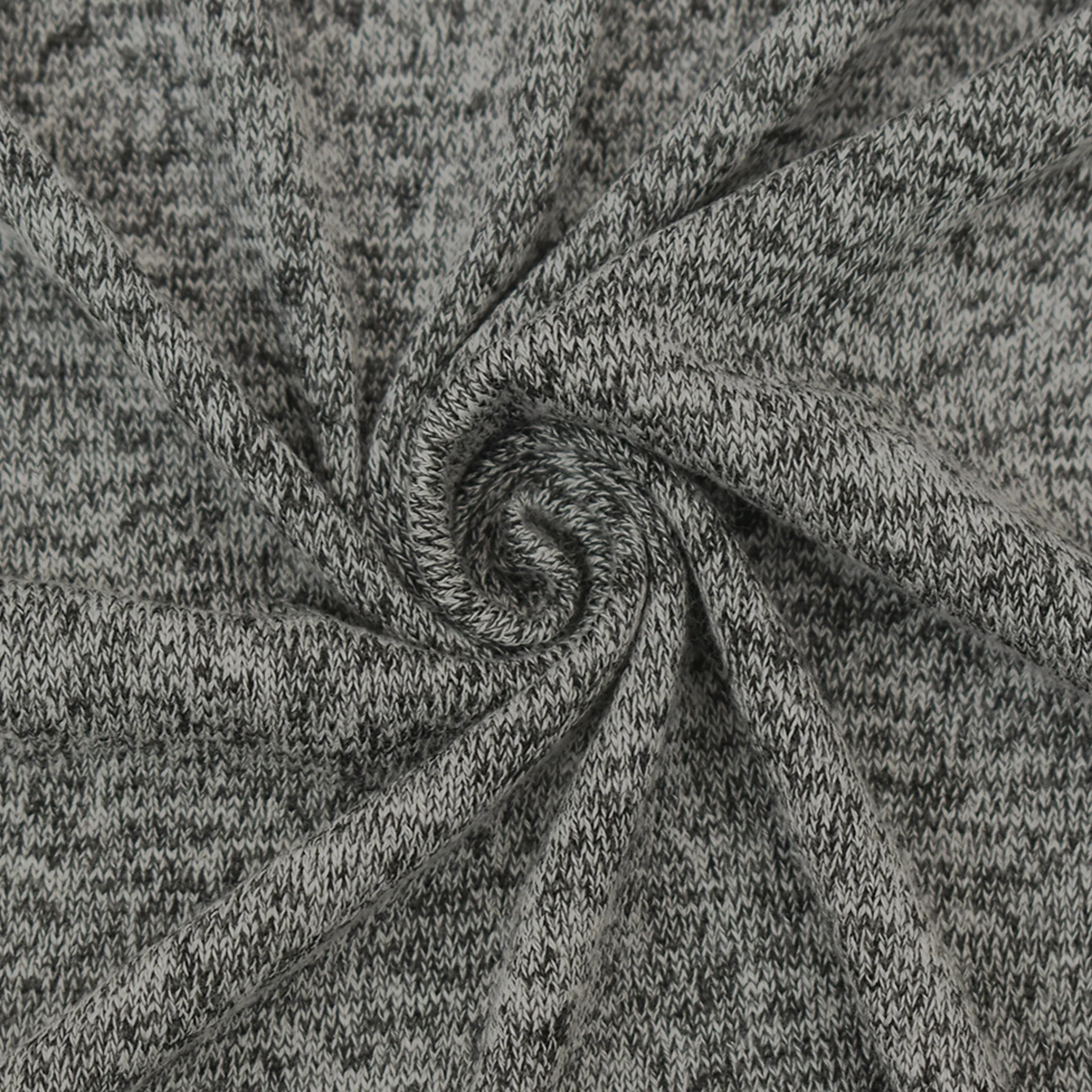 Heather Black-White Rayon Stretch Spandex Texture Hacci Jersey Knit Fabric