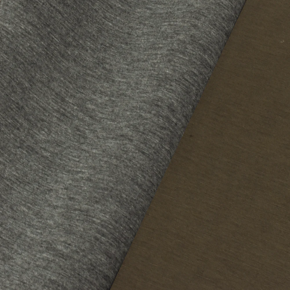 Heather Gray-Brown Stretch Bonded Double Knit Fabric