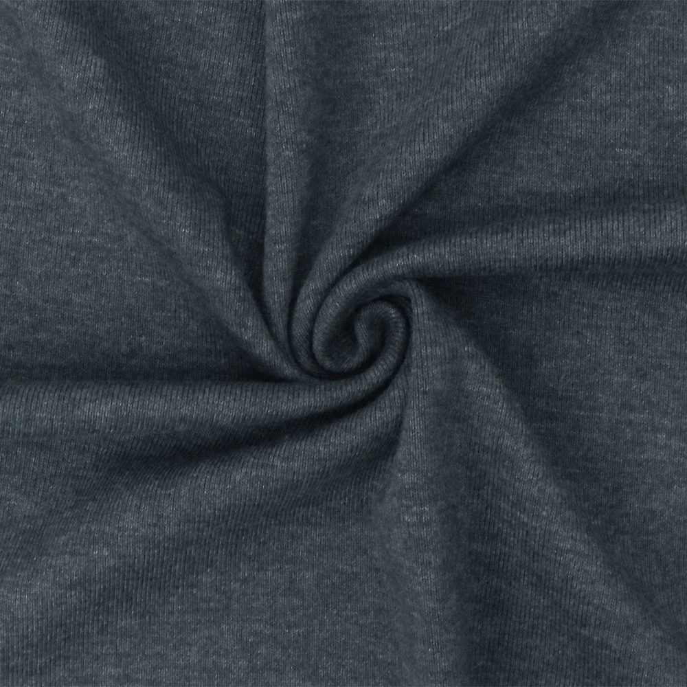 Heather Gray Organic Cotton Poly Stretch Spandex Rib Knit Fabric - Image 3