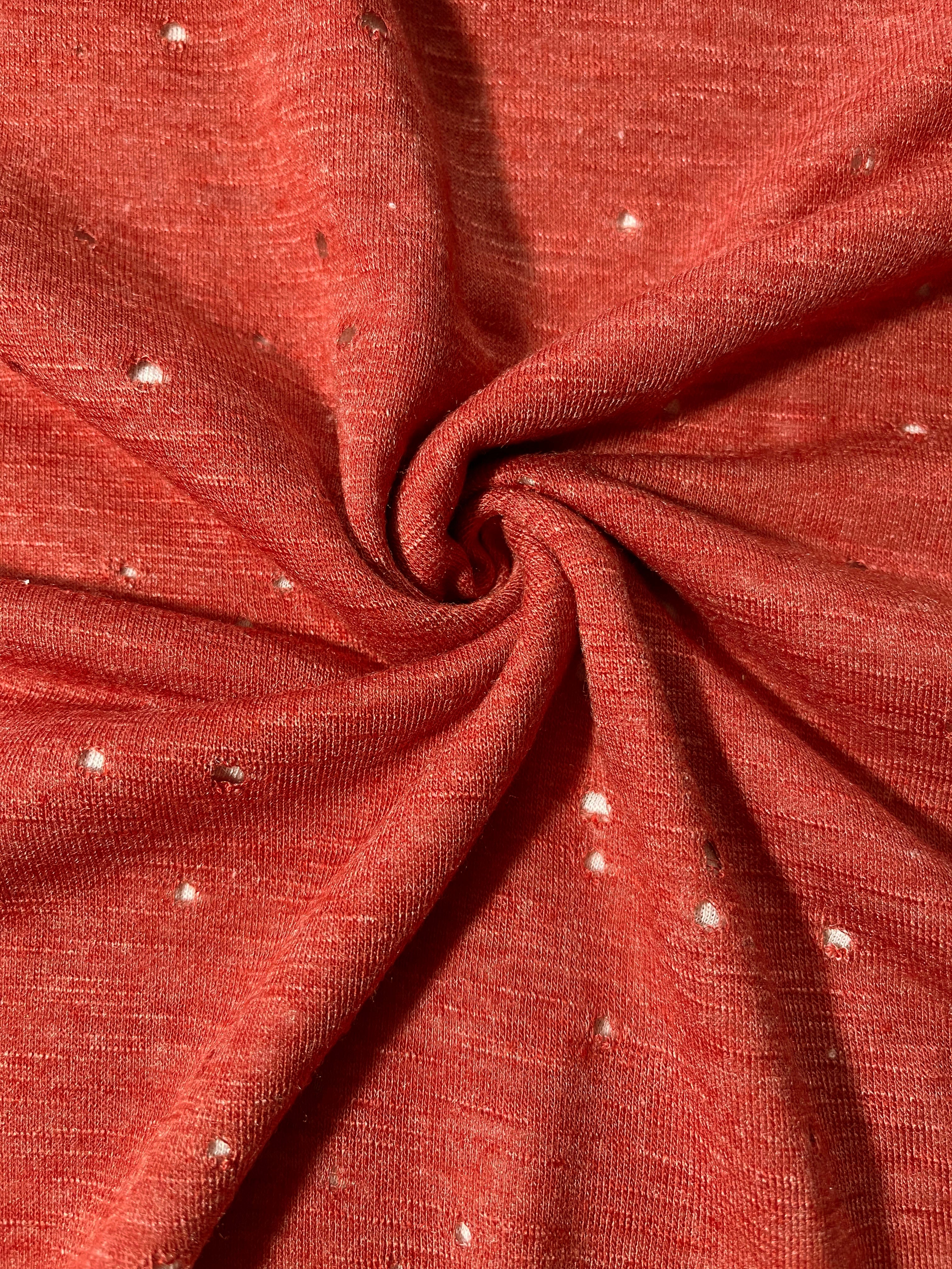 Heather Rust Distress Cut Jersey Knit Fabric - Image 2