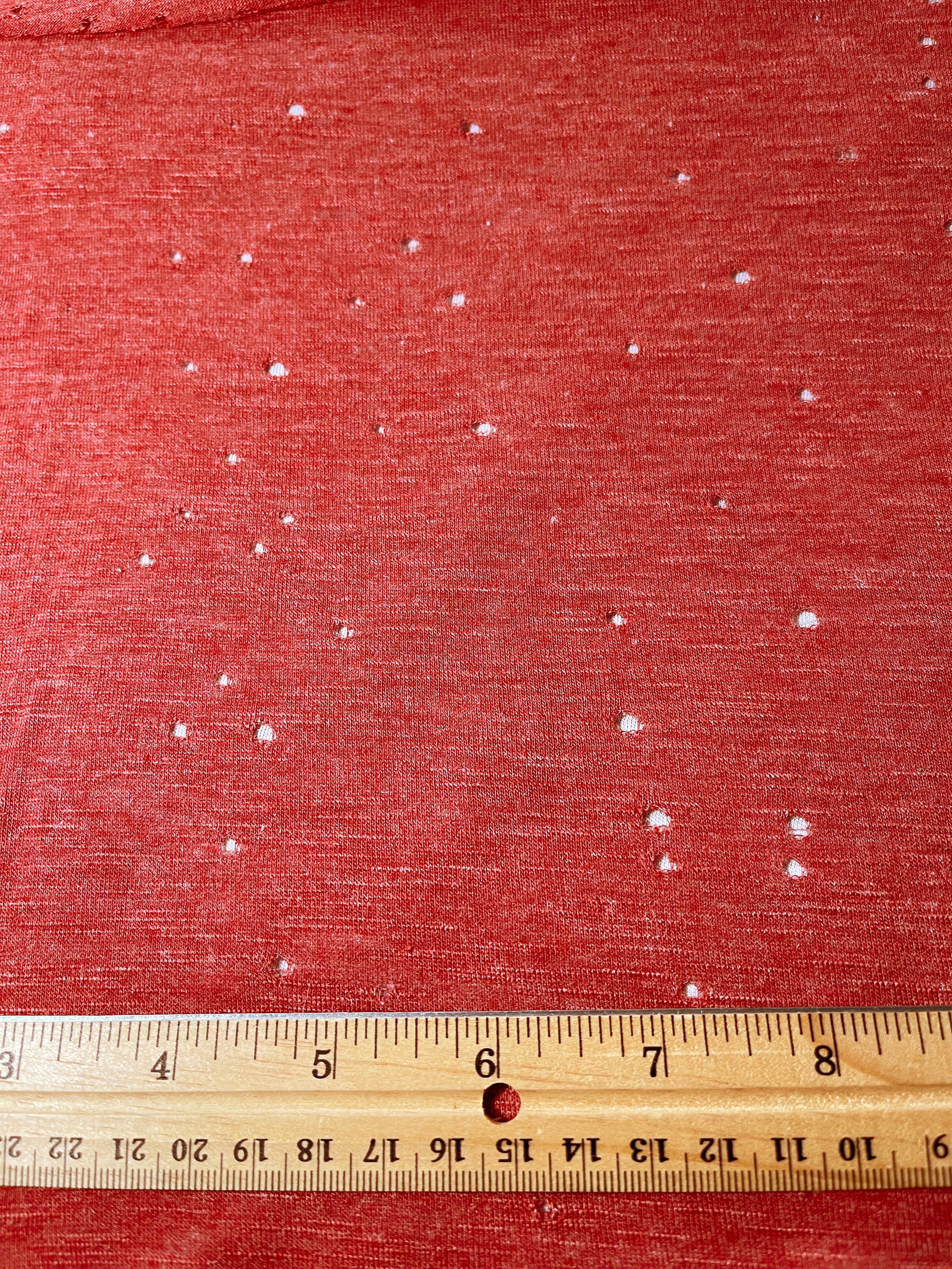 Heather Rust Distress Cut Jersey Knit Fabric - Image 3