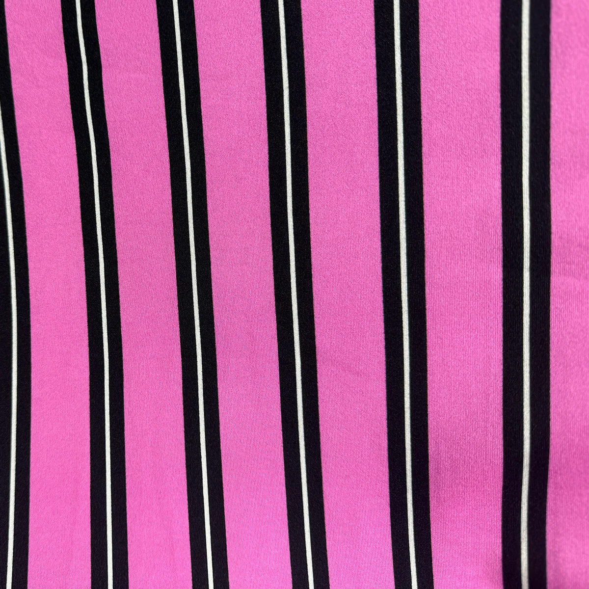 Hot Pink/Black Stripe Double Brushed Jersey Knit Fabric - Image 3