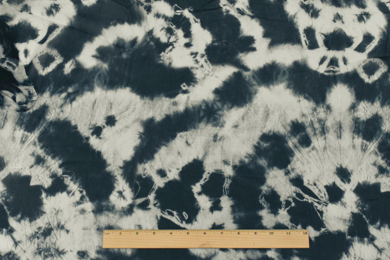 Ink Blue-Ivory Famous Designer Tie Dye Printed Viscose Chiffon Woven Fabric - Image 5