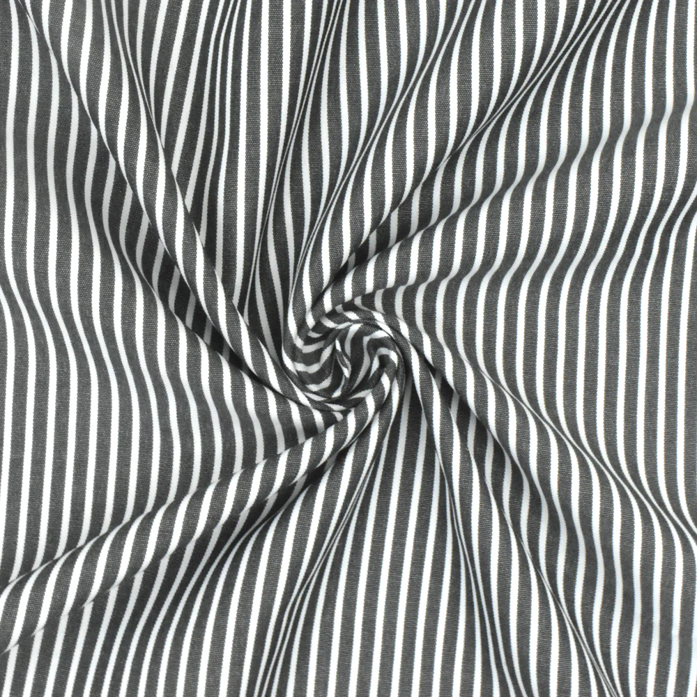 Intense White-Black Stripe Polyester Shirting Woven Fabric - Image 2