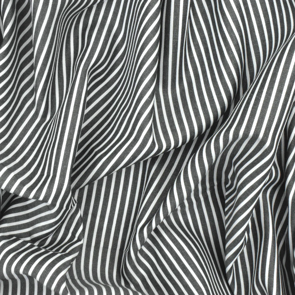 Intense White-Black Stripe Polyester Shirting Woven Fabric - Image 3