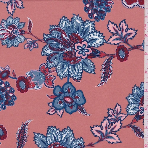 ITY Copper Stylized Floral Jersey Knit Fabric