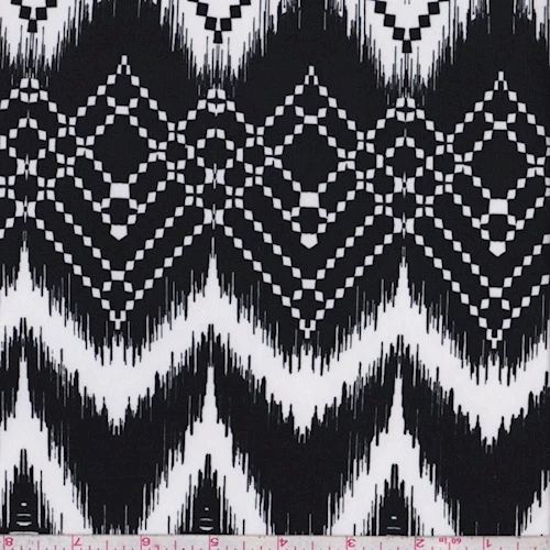ITY White/Black Ikat Chevron Jersey Knit Fabric