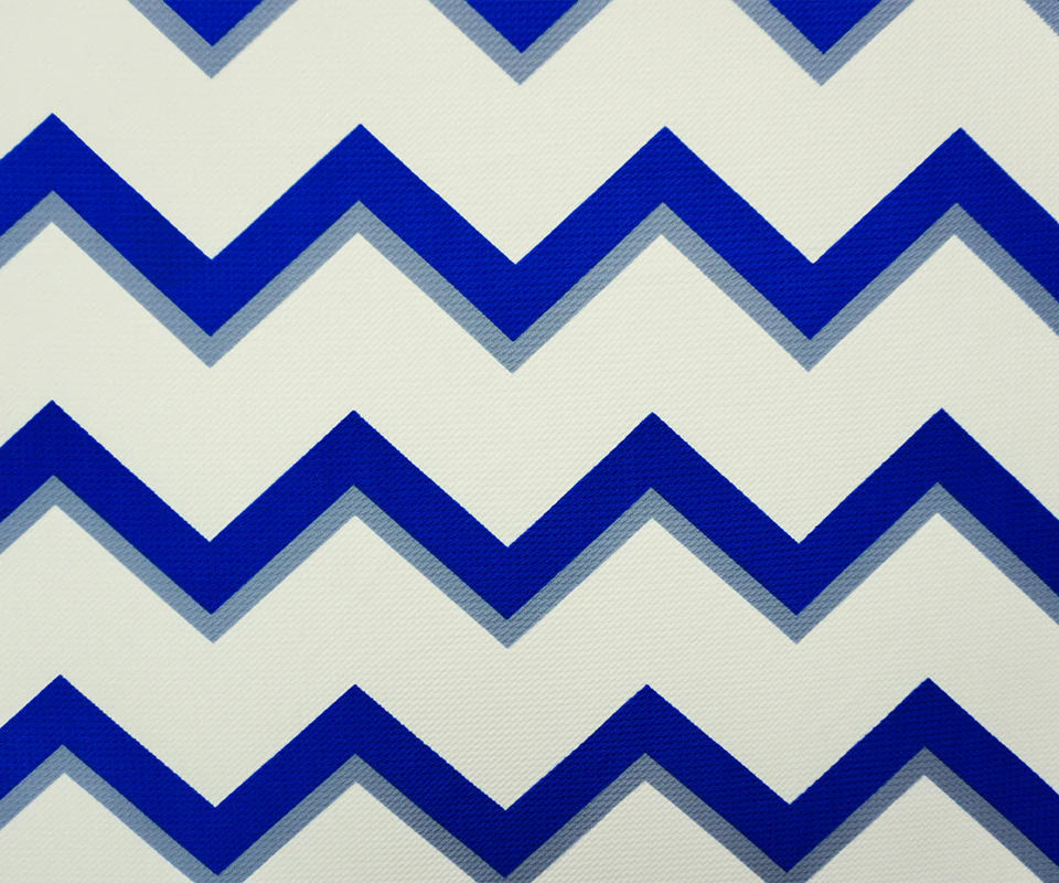Ivory-Blue-Gray Poly Chevron Print Liverpool Double Knit Fabric - Image 3