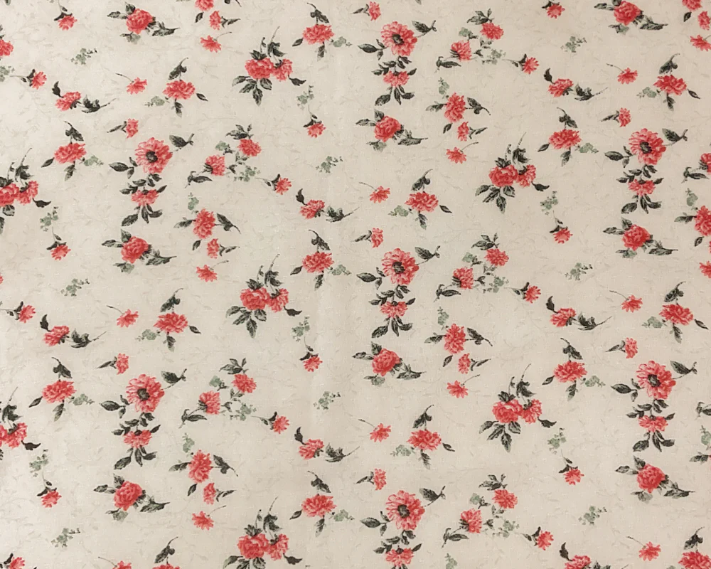 Ivory-Green-Multi Poly Floral Printed Dobby Chiffon Woven Fabric - Image 3