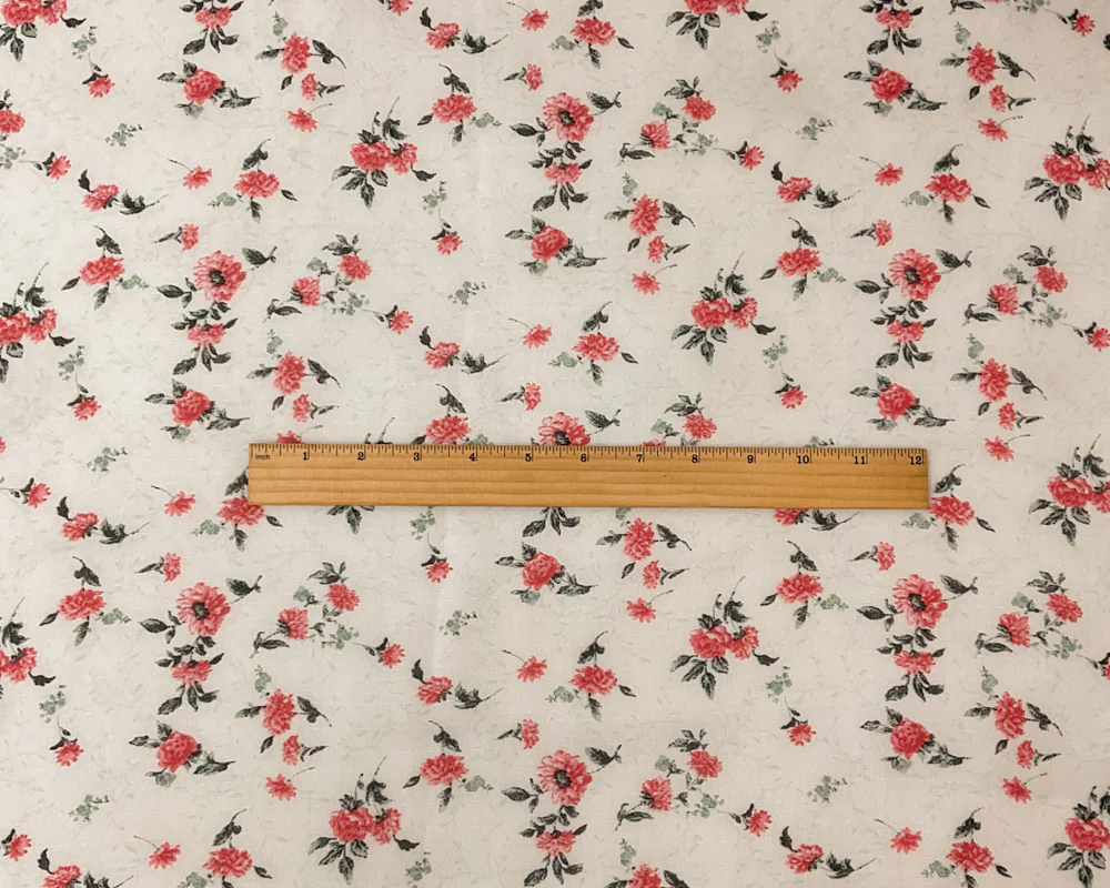 Ivory-Green-Multi Poly Floral Printed Dobby Chiffon Woven Fabric - Image 4