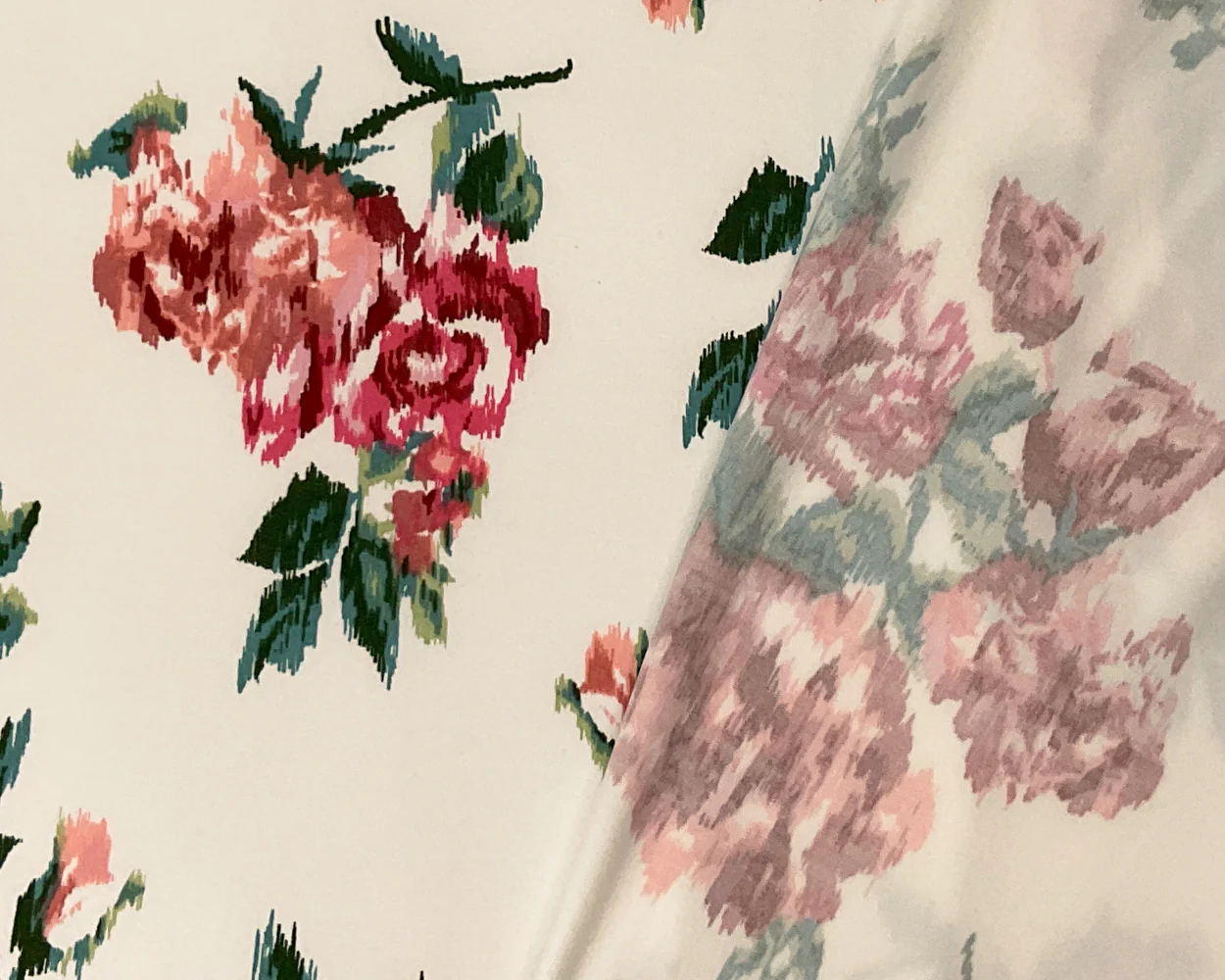 Ivory-Multi Poly Stretch Spandex Floral Print DB Jersey Knit Fabric - Image 2