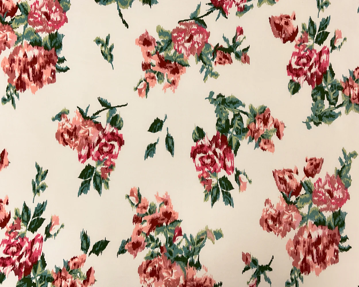 Ivory-Multi Poly Stretch Spandex Floral Print DB Jersey Knit Fabric - Image 3