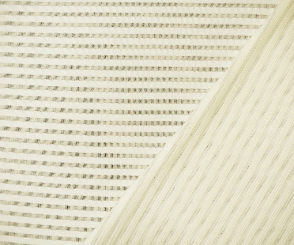 Ivory Poly Blend Stretch Stripe Knit Fabric - Image 2