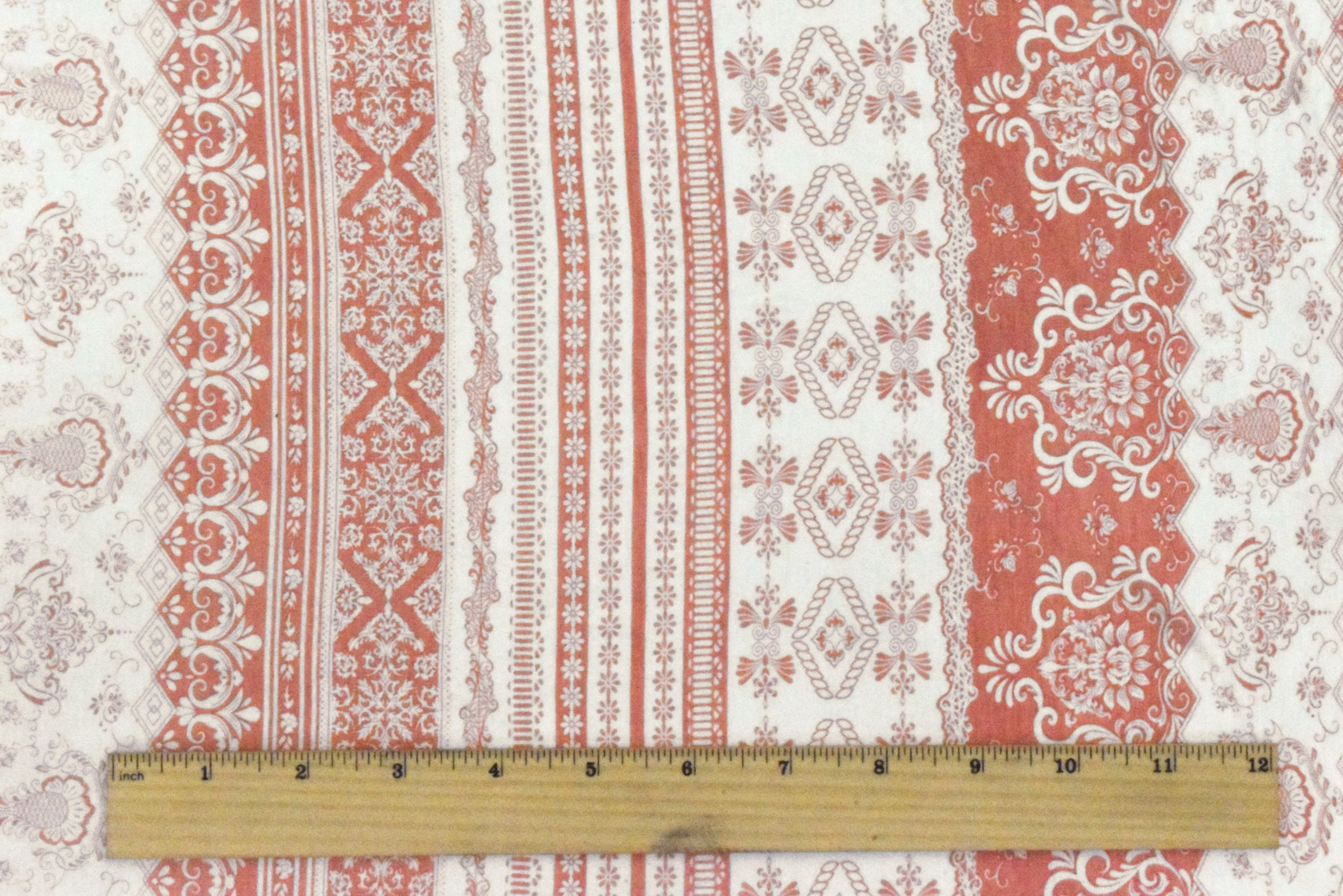 Ivory-Rose Pink Pillar Printed Rayon Stretch Jersey Knit Fabric - Image 5