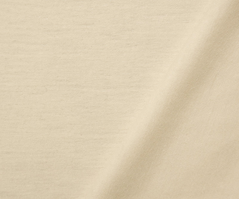 Ivory Wool Poly Spandex Stretch Slub Solid Jersey Knit Fabric - Image 2