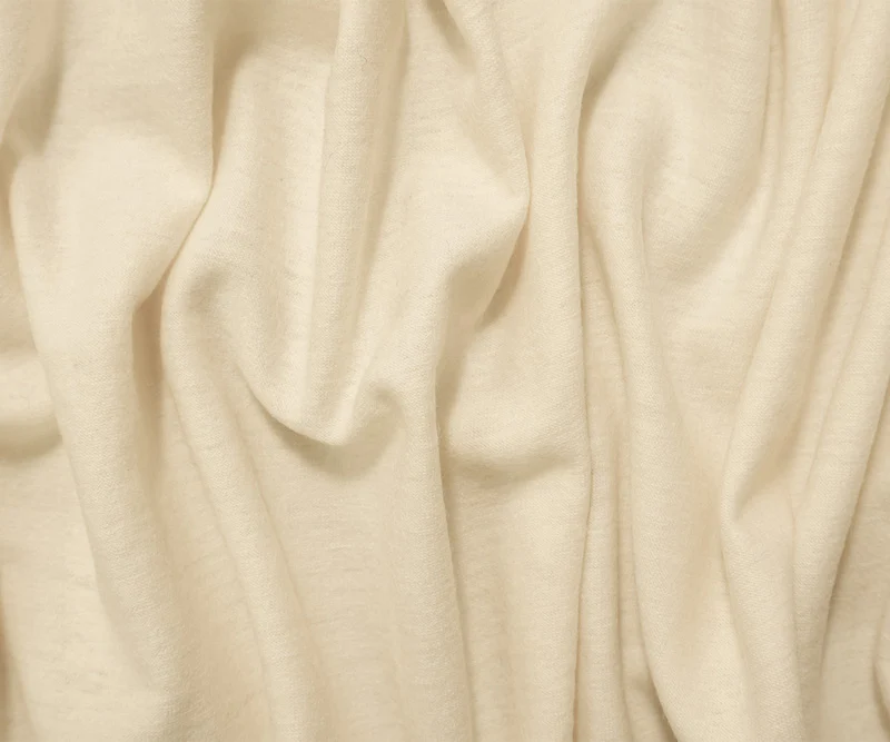 Ivory Wool Poly Spandex Stretch Slub Solid Jersey Knit Fabric - Image 3