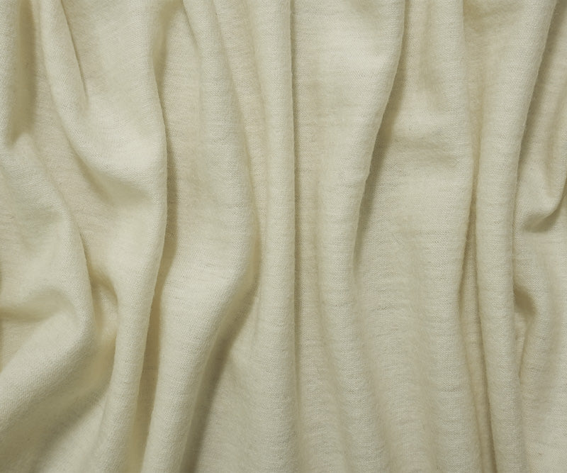 Ivory Wool Poly Spandex Stretch Solid Jersey Knit Fabric - Image 3
