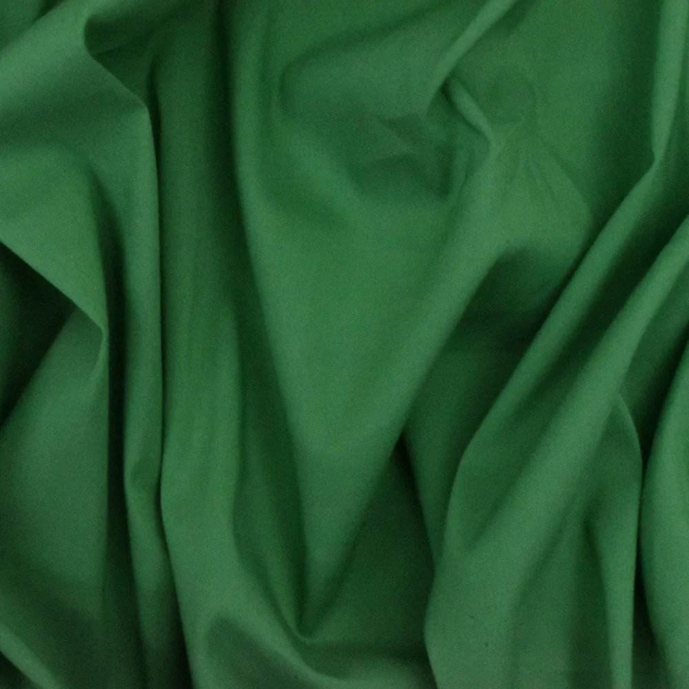 Kelly Green Solid Stretch Cotton Blend Broadcloth Woven Fabric - Image 2