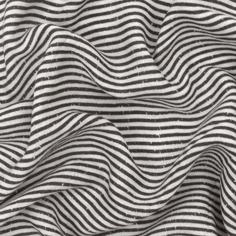 Lead Gray-White Printed Stripe Texture Cotton Gauze Fabric