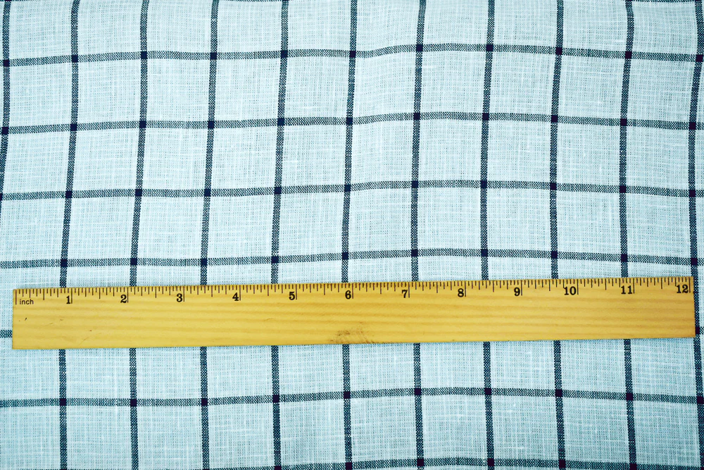 Light Blue-Blue-White Spence Bryson Check Grid Irish Linen Woven Fabric - Image 5