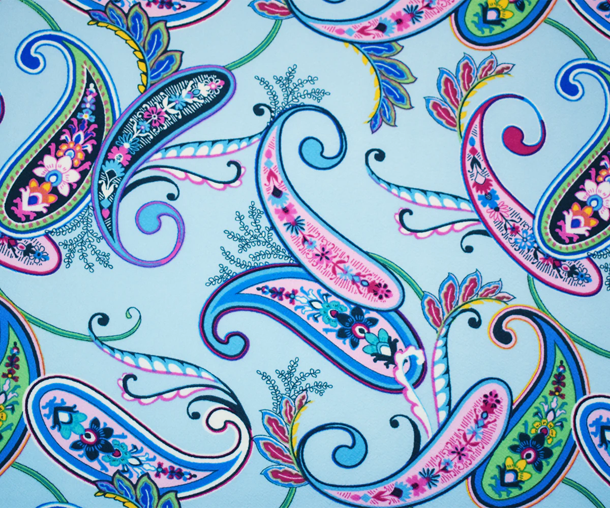Light blue-Multi Floral Print Stretch Spandex Liverpool Double Knit Fabric - Image 4