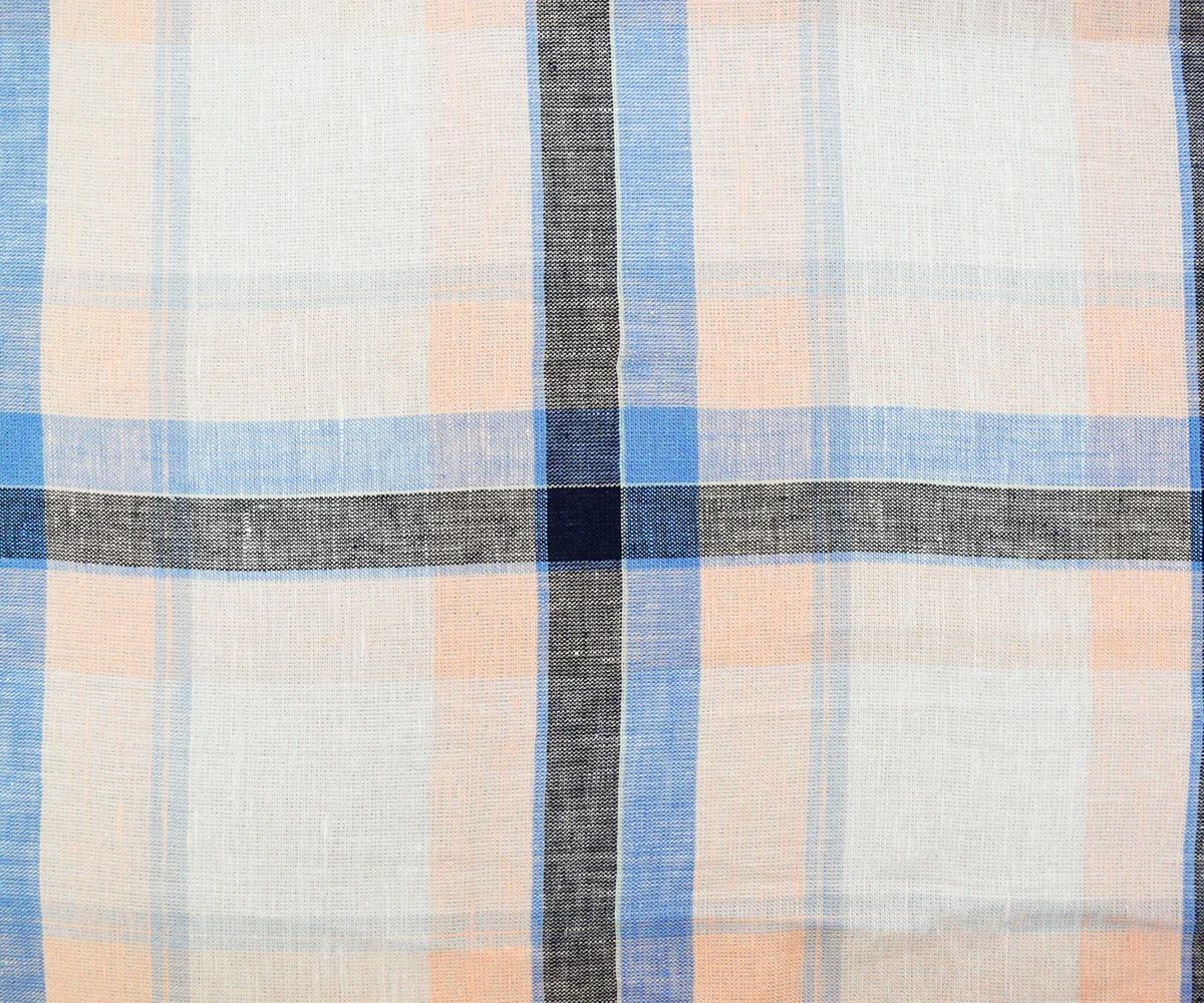 Light Blue-Pink-Multi Famous Maker Cotton Plaid Slub Gauze Woven Fabric - Image 3