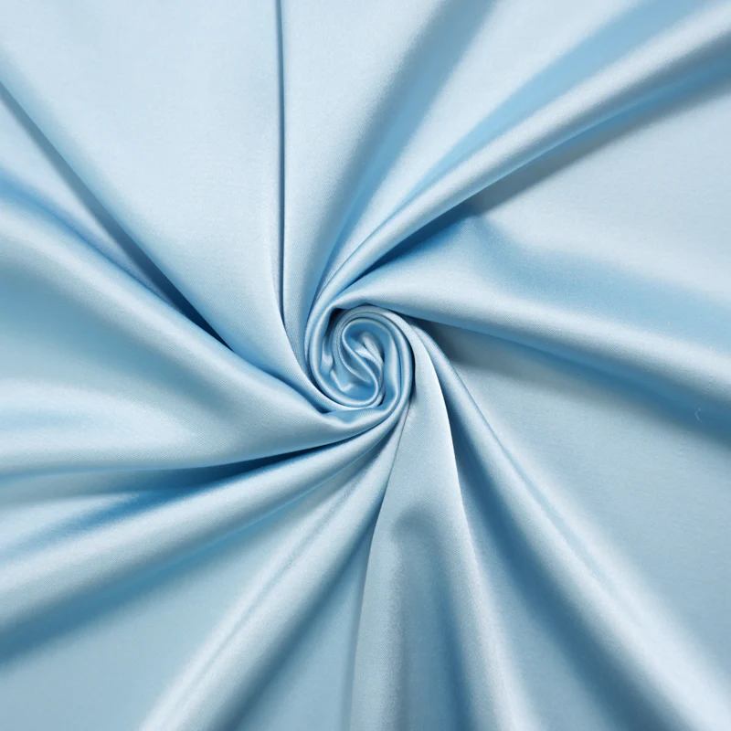 Light Blue Poly-Rayon Glossy Solid Satin Woven Fabric