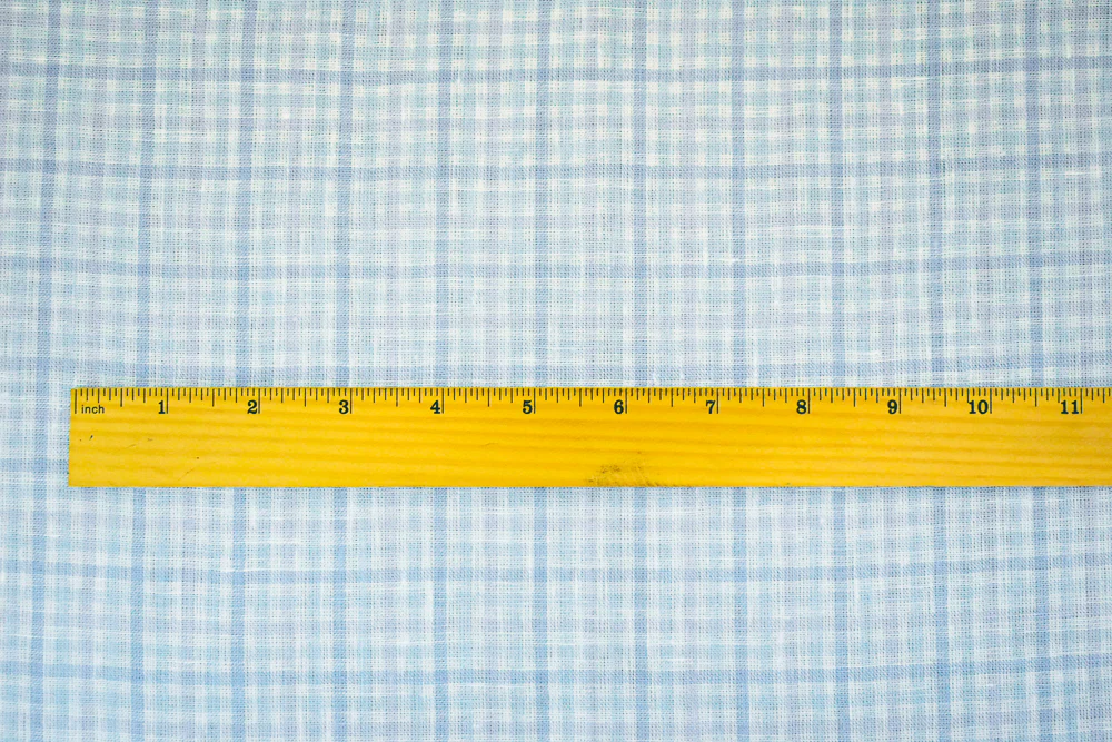 Light Blue-Purple-White Spence Bryson Gingham Check Linen Woven Fabric - Image 5