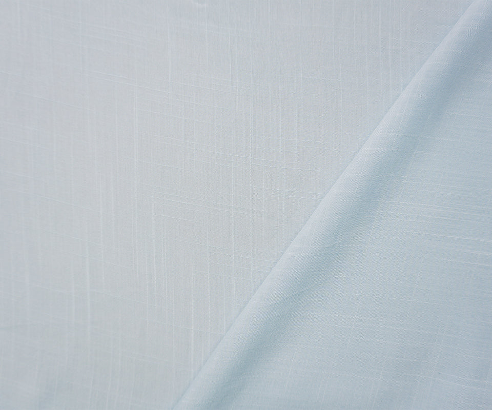 Light Blue Rayon Solid Cross Hatch Linen-Look Challis Woven Fabric - Image 2