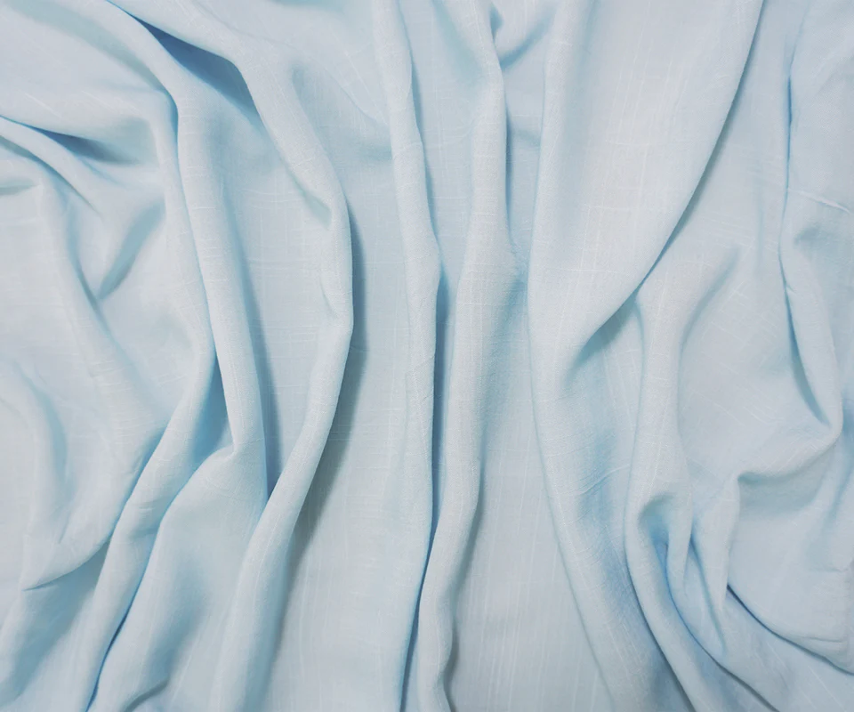 Light Blue Rayon Solid Cross Hatch Linen-Look Challis Woven Fabric - Image 3