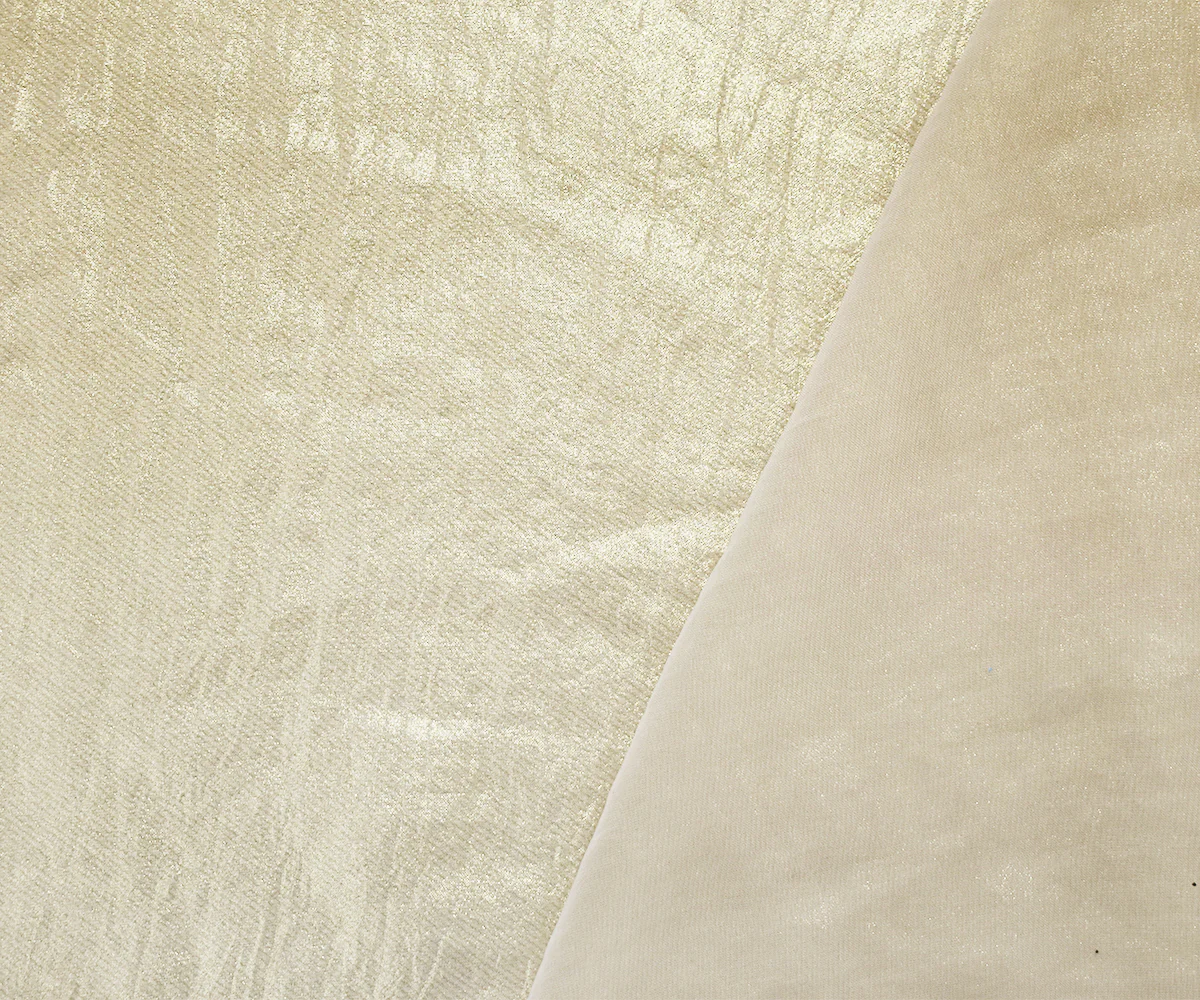 Light Gray-Gold Shimmer Poly Chiffon Woven Fabric - Image 2
