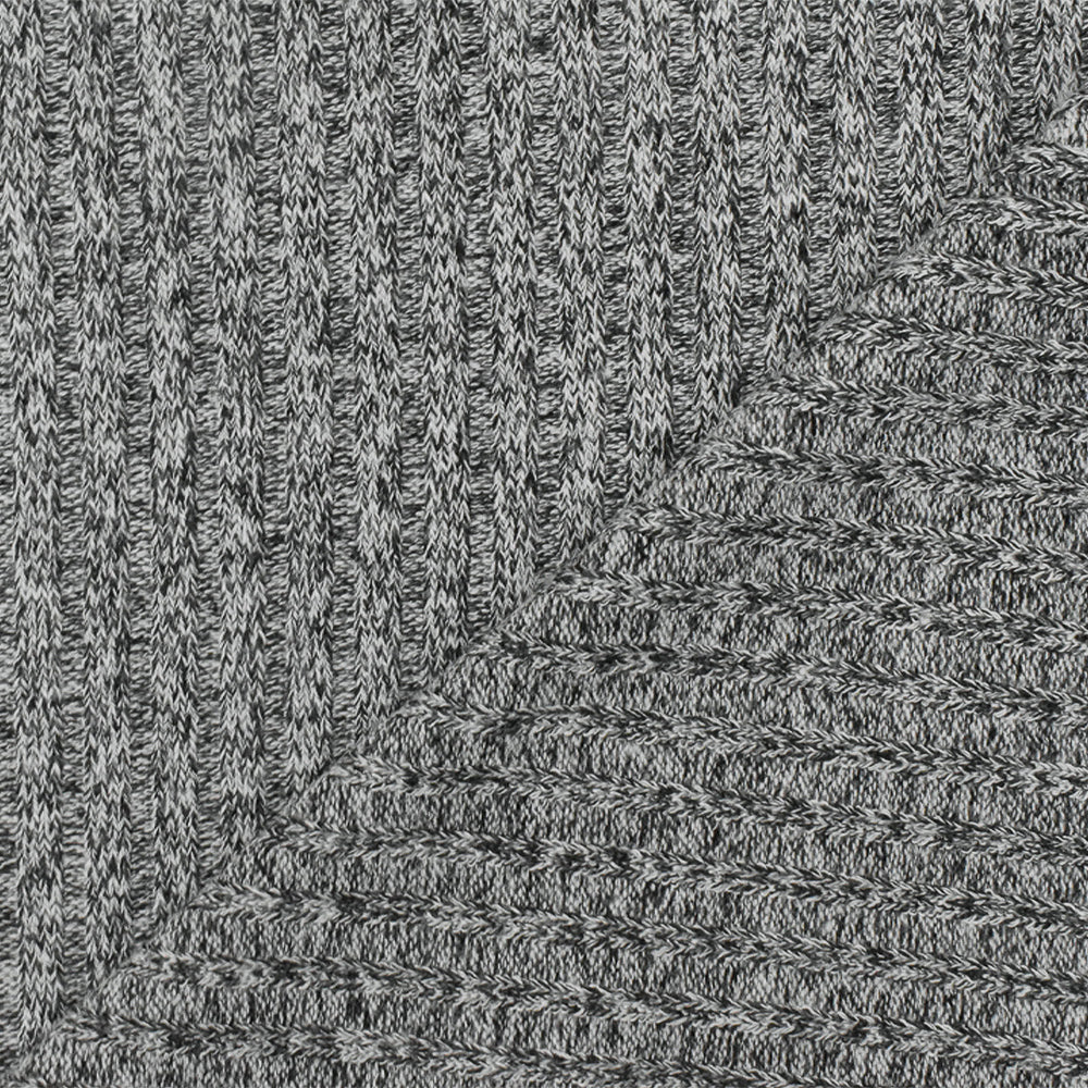 Light Gray-Off Black Texture Stretch 4x2 Rib Knit Fabric - Image 2