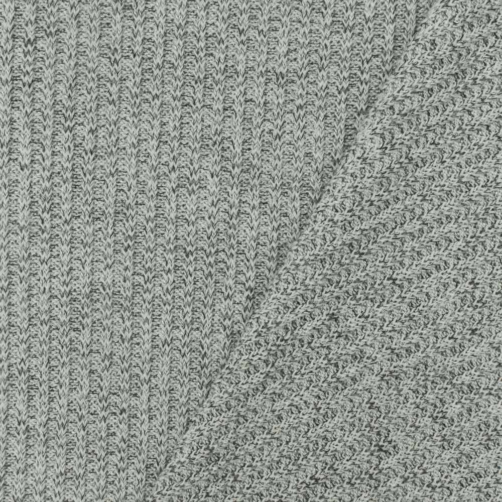 Light Icy Gray-Black Texture Stretch 2X2 Rib Knit Fabric - Image 3