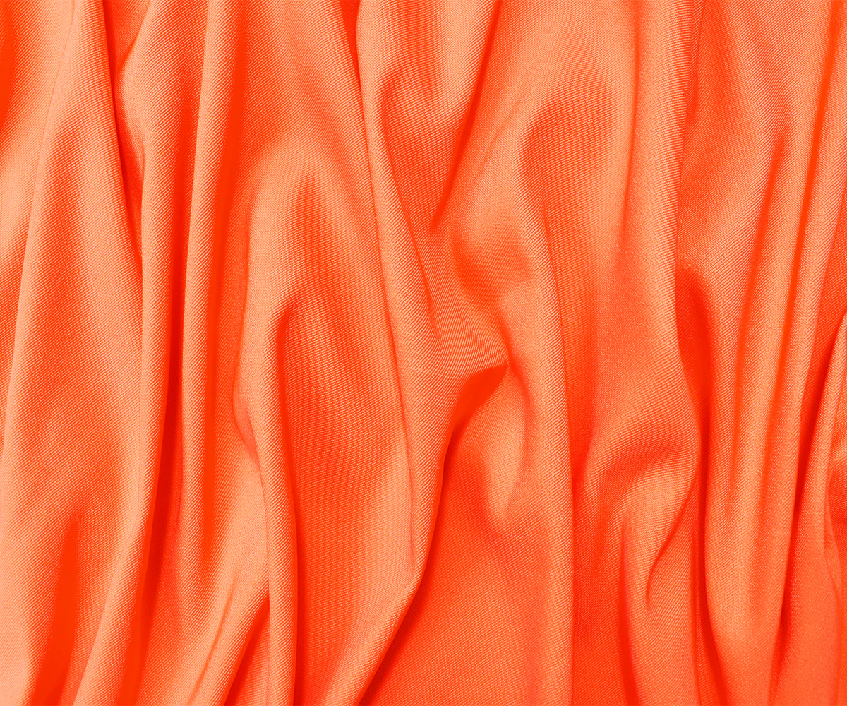 Light Neon Orange Poly Stretch Spandex Lamour Solid Satin Woven Fabric - Image 3